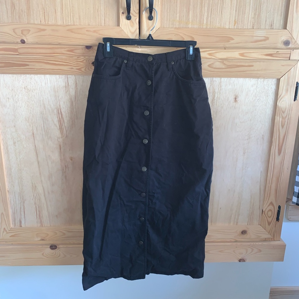 Blair black flannel lined button down modest skirt size SML